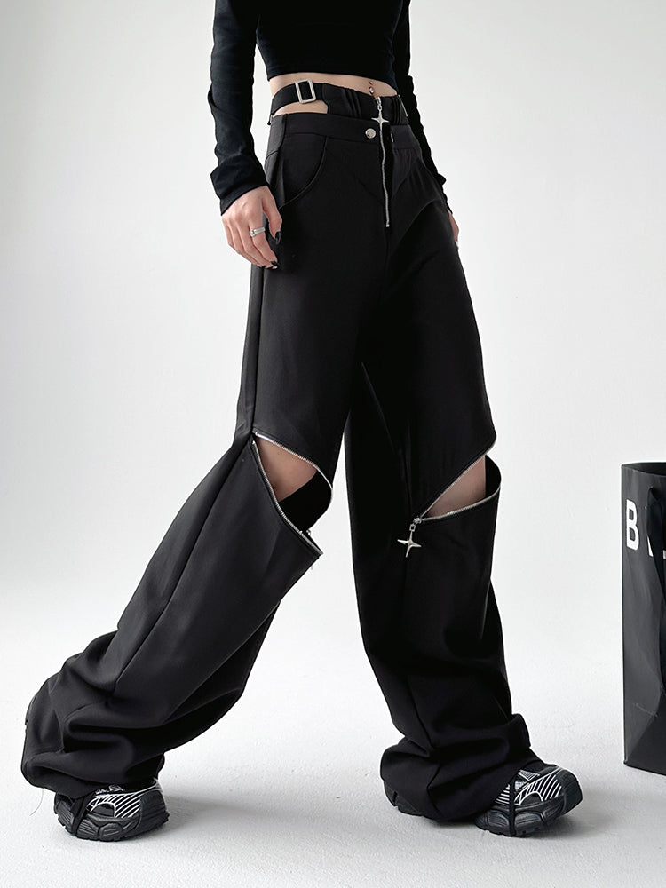 Deeptown Black Y2K Gothic Cargo Pants