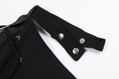 One Shoulder Long Sleeved Tie-up Streetwear